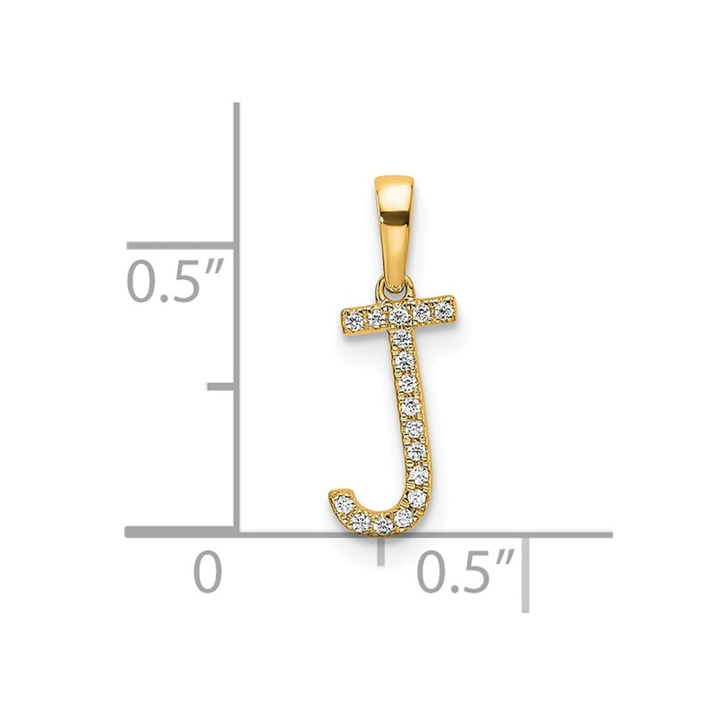 10K Yellow Gold 10K Diamond Letter J Initial Pendant