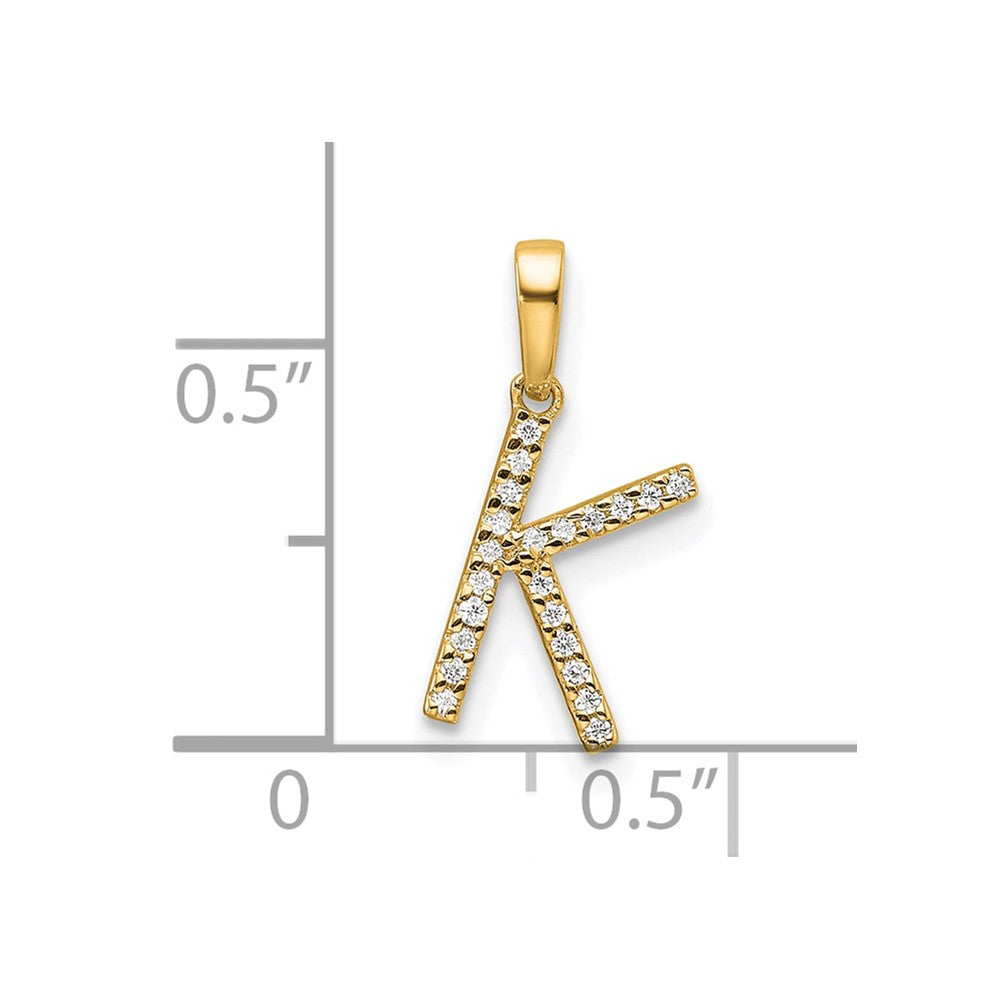 10K Yellow Gold 10K Diamond Letter K Initial Pendant