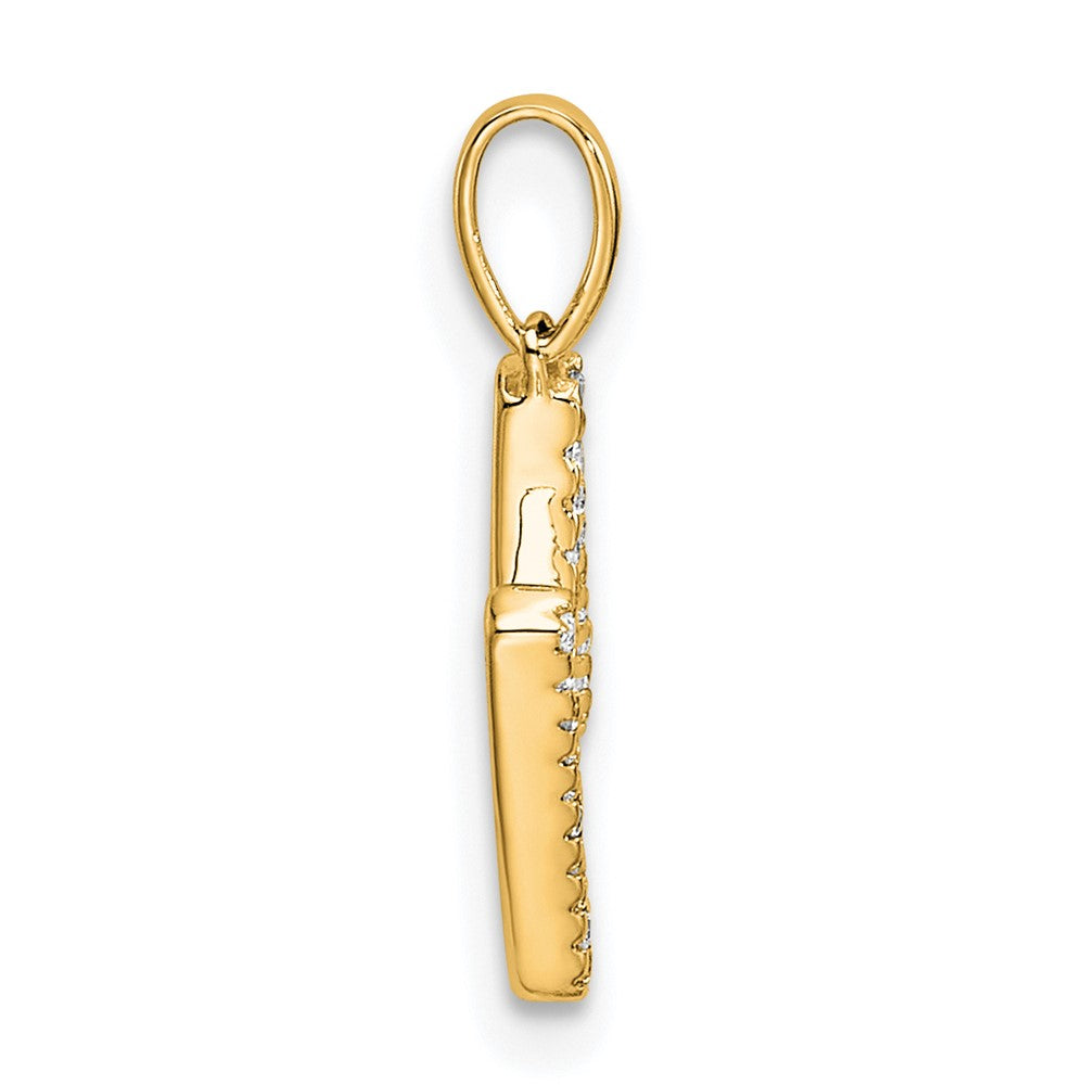 10K Yellow Gold 10K Diamond Letter M Initial Pendant