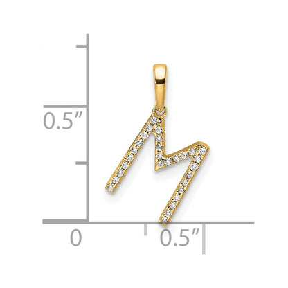 10K Yellow Gold 10K Diamond Letter M Initial Pendant