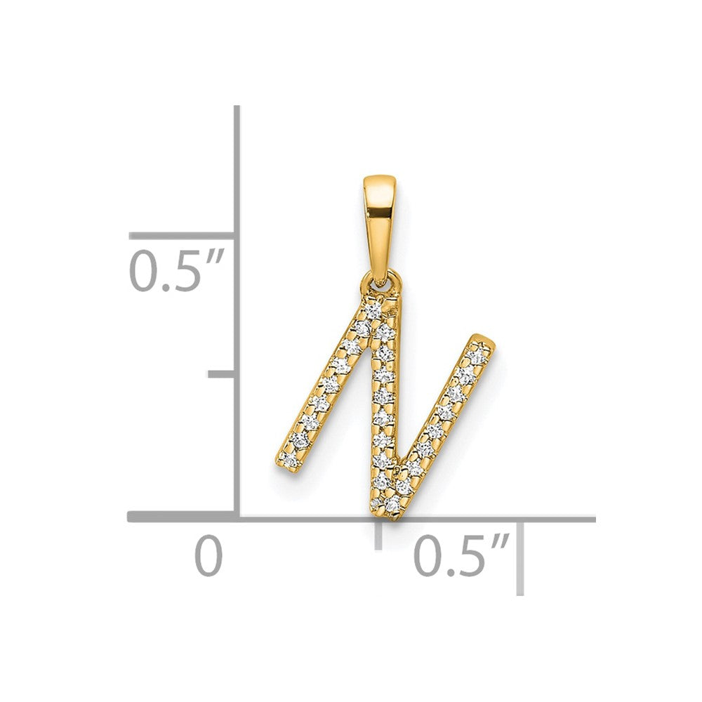 10K Yellow Gold 10K Diamond Letter N Initial Pendant