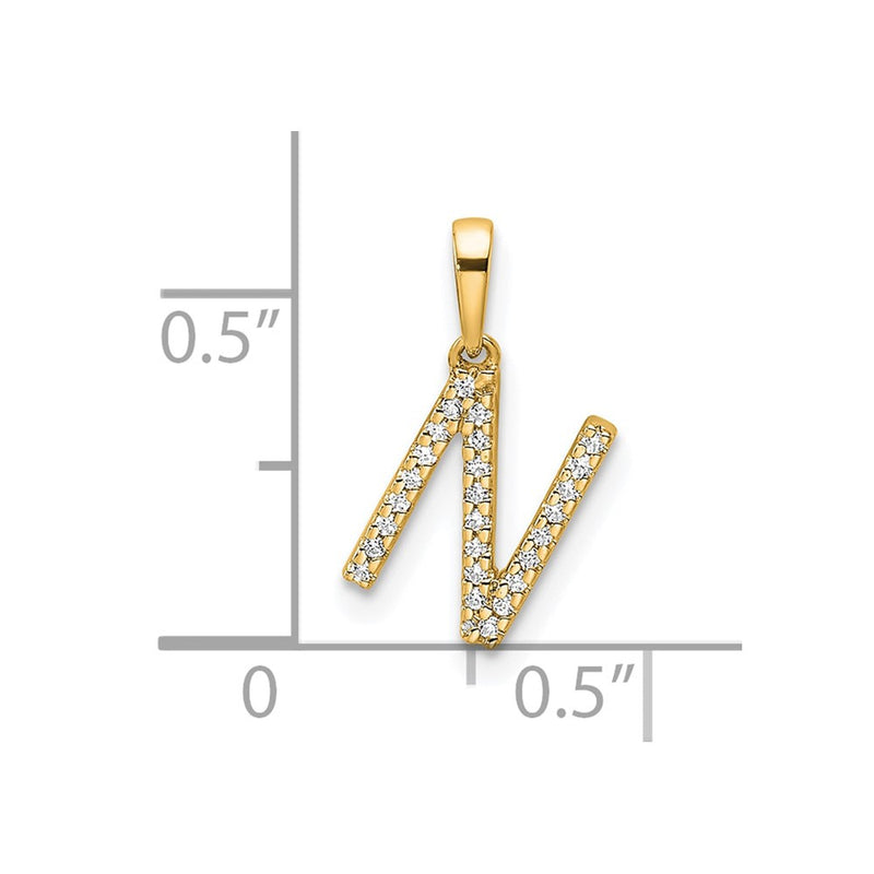 10K Yellow Gold 10K Diamond Letter N Initial Pendant
