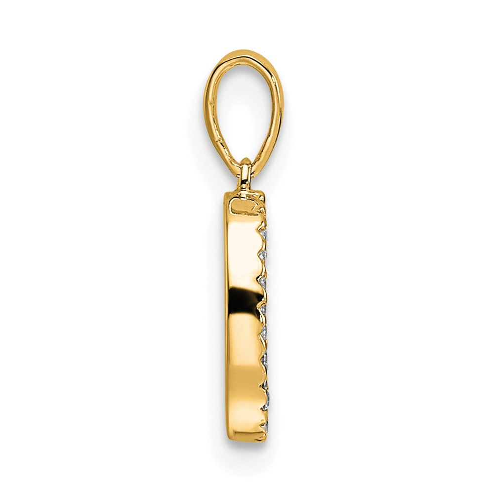 10K Yellow Gold 10K Diamond Letter O Initial Pendant