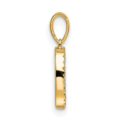 10K Yellow Gold 10K Diamond Letter O Initial Pendant