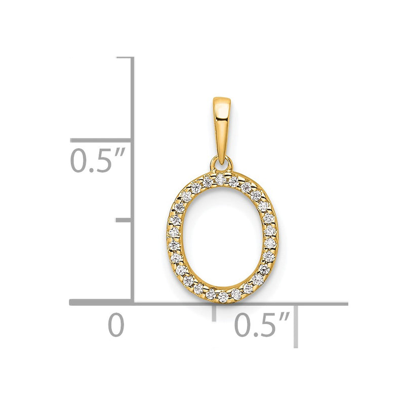 10K Yellow Gold 10K Diamond Letter O Initial Pendant