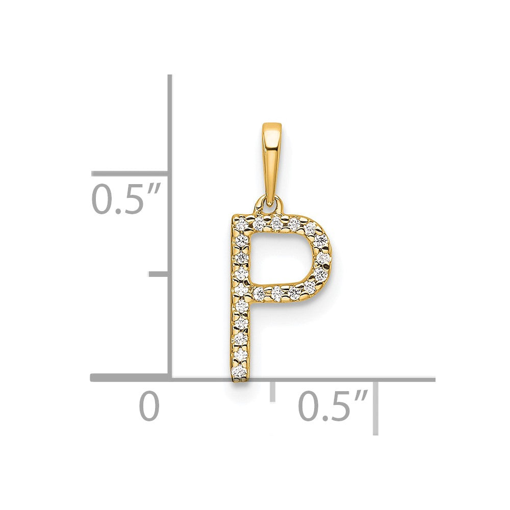 10K Yellow Gold 10K Diamond Letter P Initial Pendant