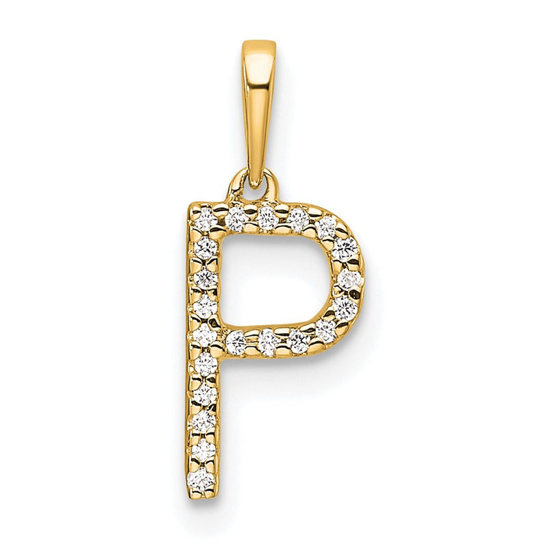 10K Yellow Gold 10K Diamond Letter P Initial Pendant