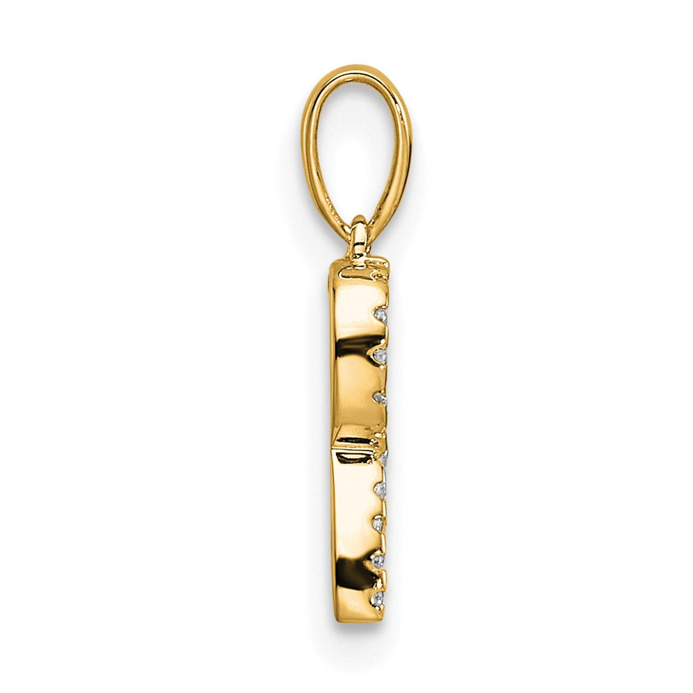 10K Yellow Gold 10K Diamond Letter R Initial Pendant