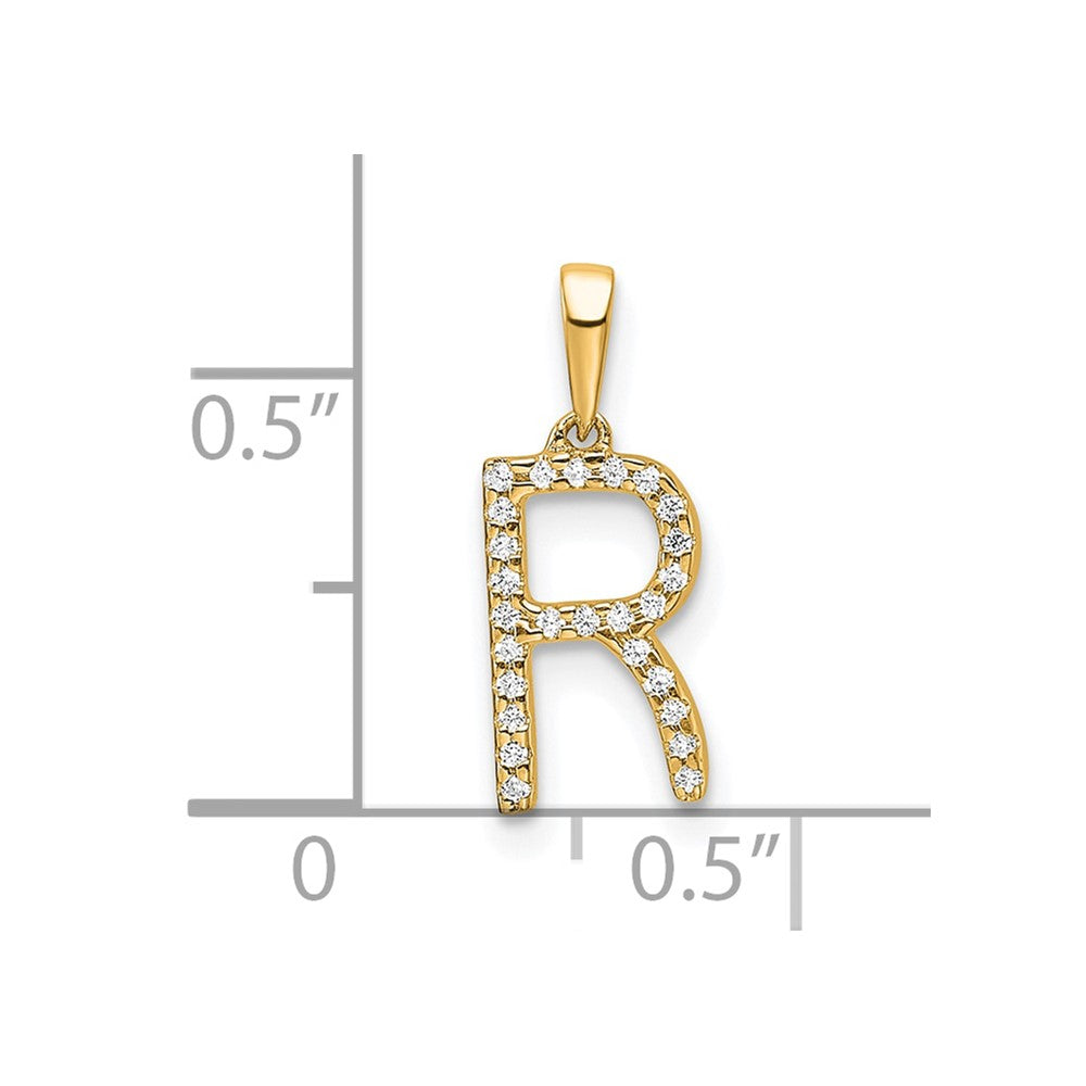 10K Yellow Gold 10K Diamond Letter R Initial Pendant