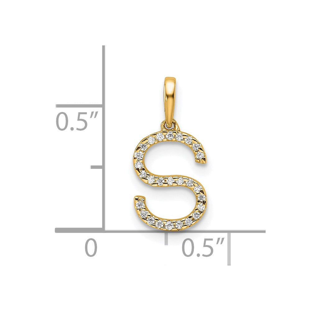 10K Yellow Gold 10K Diamond Letter S Initial Pendant
