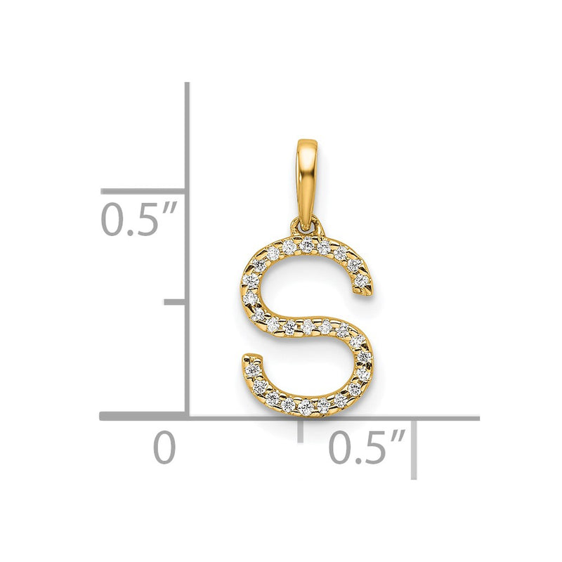 10K Yellow Gold 10K Diamond Letter S Initial Pendant