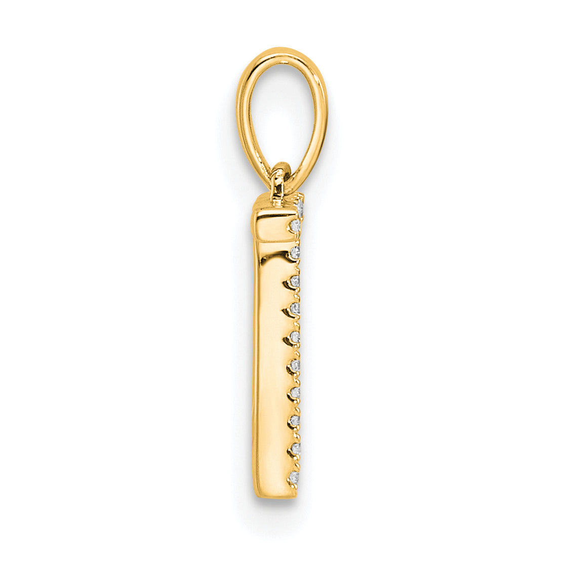 10K Yellow Gold 10K Diamond Letter T Initial Pendant