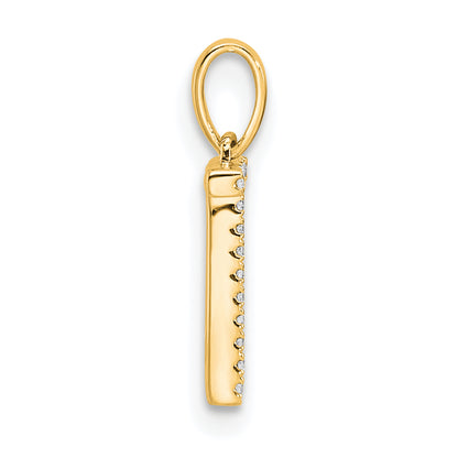 10K Yellow Gold 10K Diamond Letter T Initial Pendant