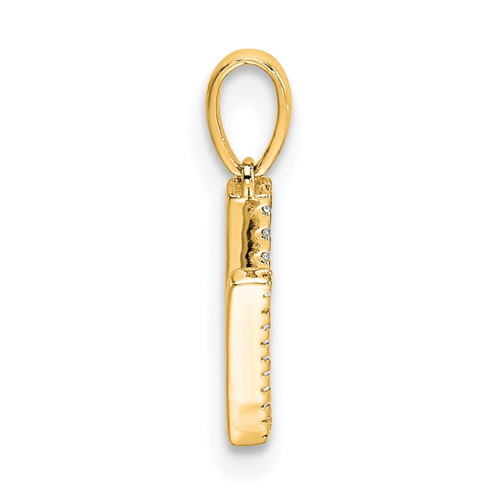 10K Yellow Gold 10K Diamond Letter V Initial Pendant