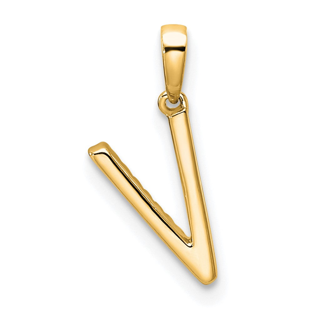 10K Yellow Gold 10K Diamond Letter V Initial Pendant