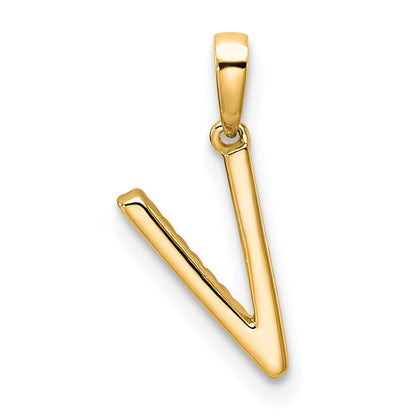 10K Yellow Gold 10K Diamond Letter V Initial Pendant