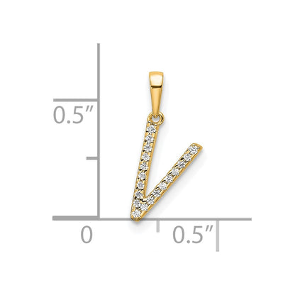 10K Yellow Gold 10K Diamond Letter V Initial Pendant