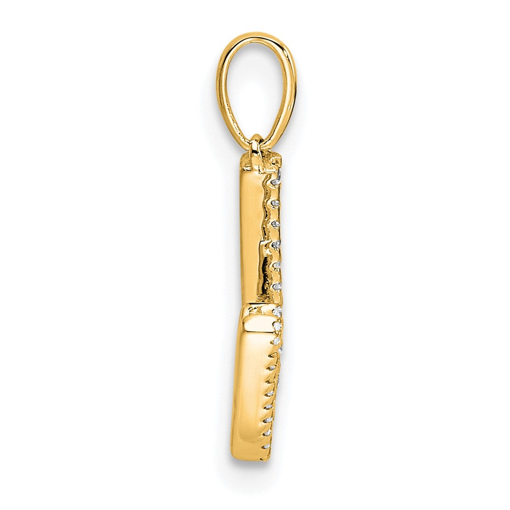 10K Yellow Gold 10K Diamond Letter W Initial Pendant