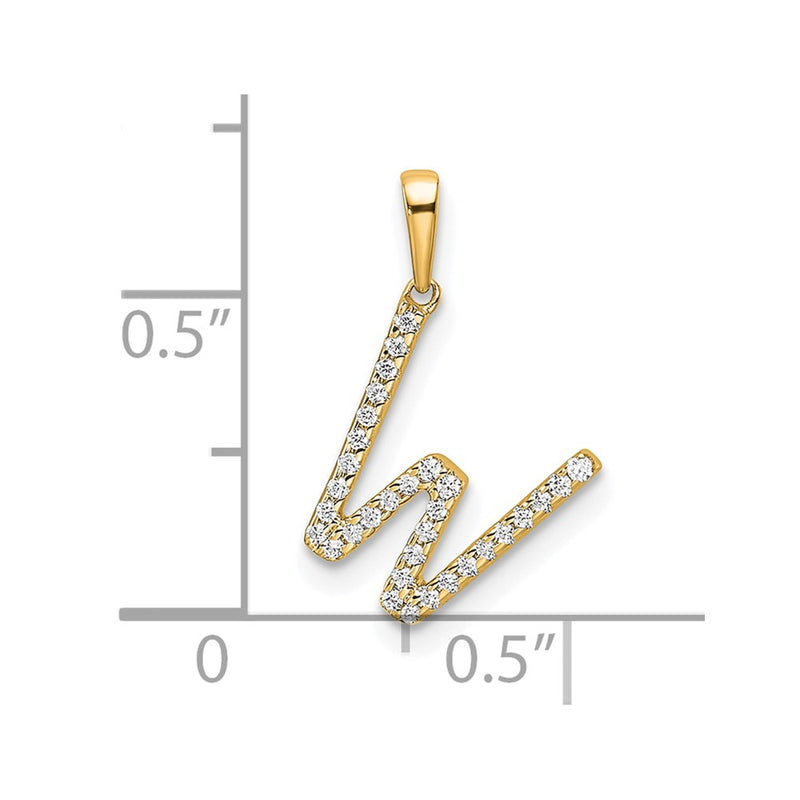 10K Yellow Gold 10K Diamond Letter W Initial Pendant