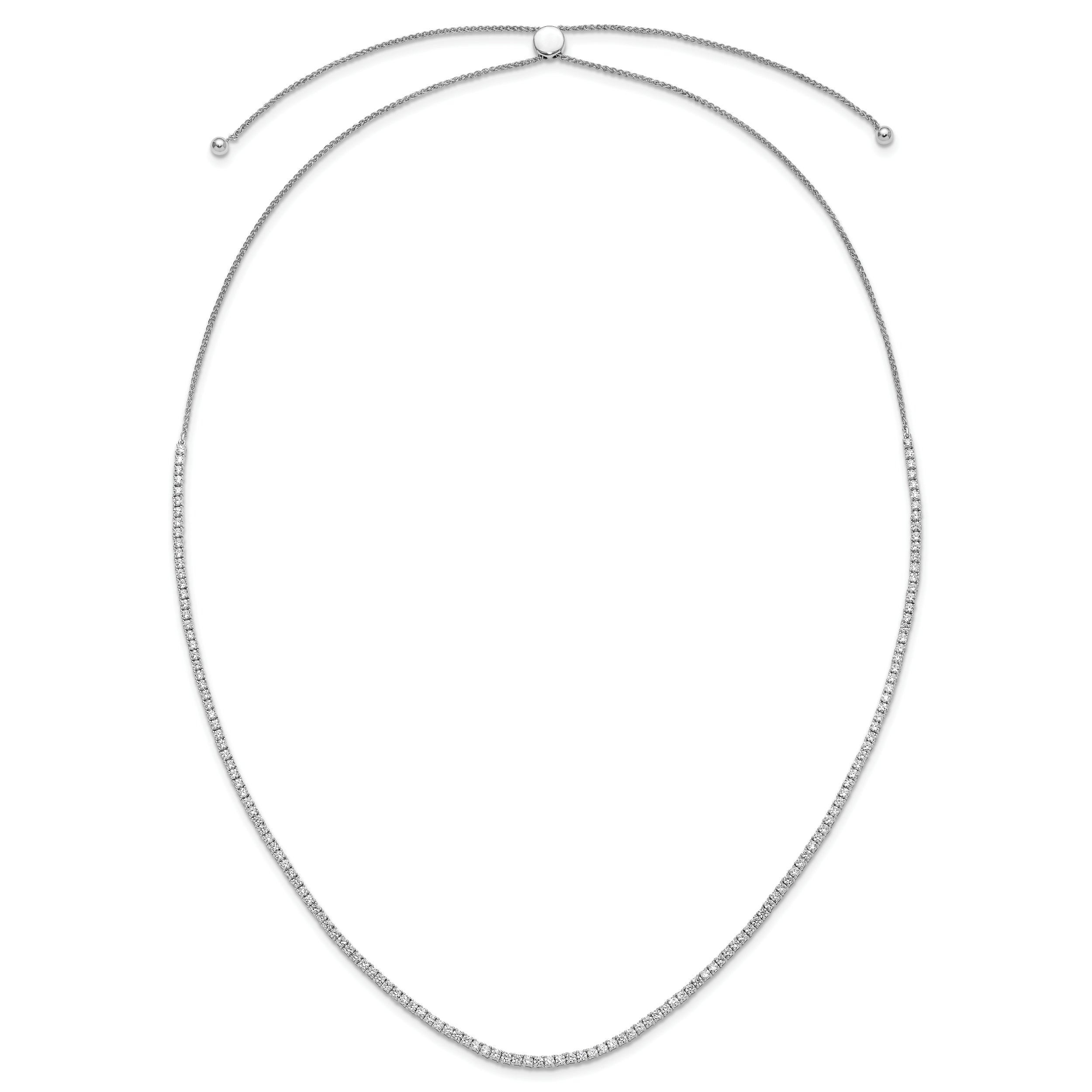14k White Gold 5 Ct. Lab Grown Diamond VS/SI+ G+ Adjustable to 26 inch Tennis Bolo Necklace