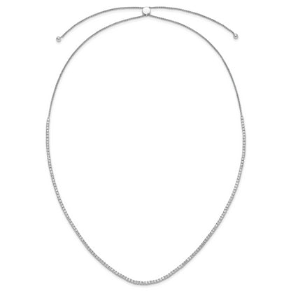 14k White Gold 5 Ct. Lab Grown Diamond VS/SI+ G+ Adjustable to 26 inch Tennis Bolo Necklace