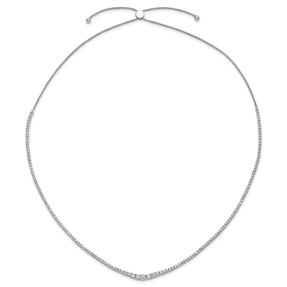 14k White Gold 5 Ct. Lab Grown Diamond VS/SI+ G+ Adjustable to 24 inch Tennis Bolo Necklace