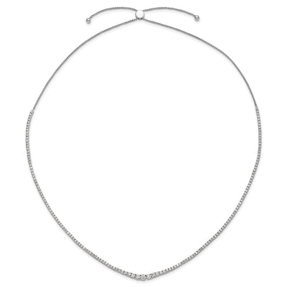 14k White Gold 5 Ct. Lab Grown Diamond VS/SI+ G+ Adjustable to 24 inch Tennis Bolo Necklace