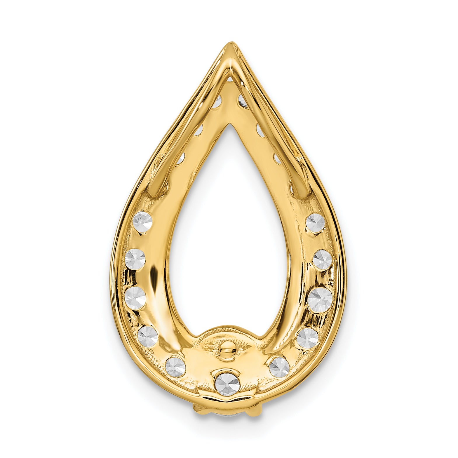 14k Yellow Gold 14k 1 carat Lab Grown Diamond VS/SI+ G+ Teardrop Chain Slide Pendant