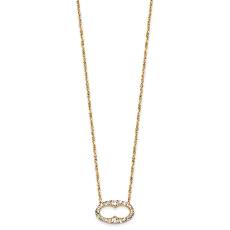 14k Yellow Gold 1 Ct. Lab Grown Diamond VS/SI+ G+ 18 inch Fancy Oval Necklace