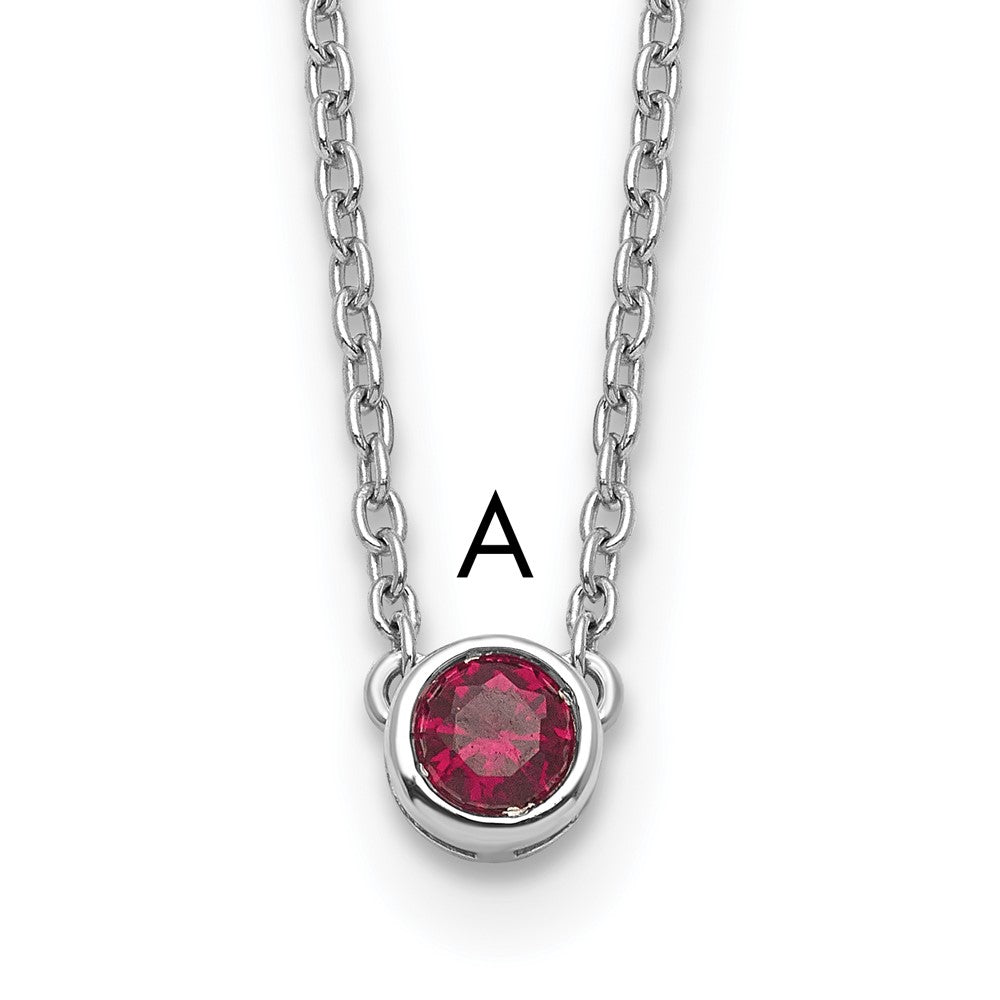 14K White Gold 1 Genuine Birthstone Family Necklace