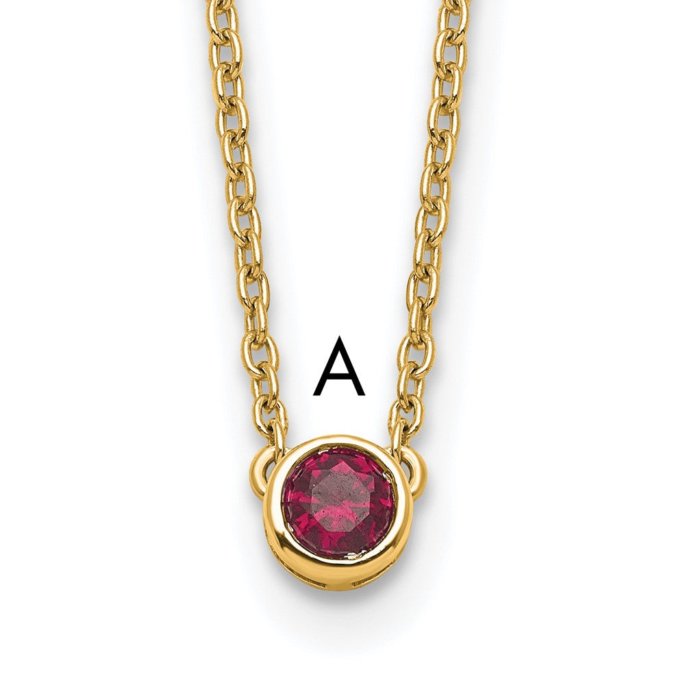 14K Yellow Gold 1 Genuine Birthstone Family Necklace
