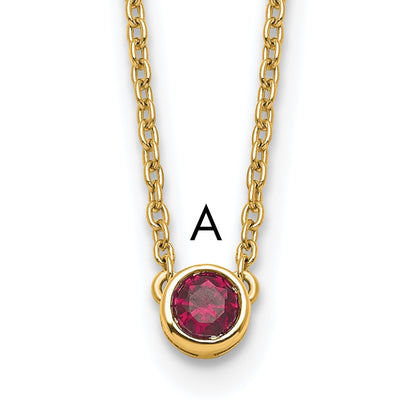 14K Yellow Gold 1 Genuine Birthstone Family Necklace