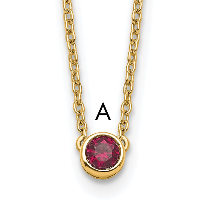 14K Yellow Gold 1 Synthetic Birthstone Family Necklace