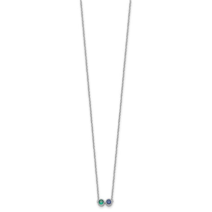 14K White Gold 2 Genuine Birthstone Family Necklace