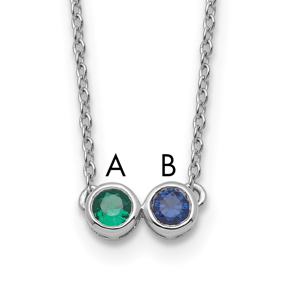 14K White Gold 2 Genuine Birthstone Family Necklace