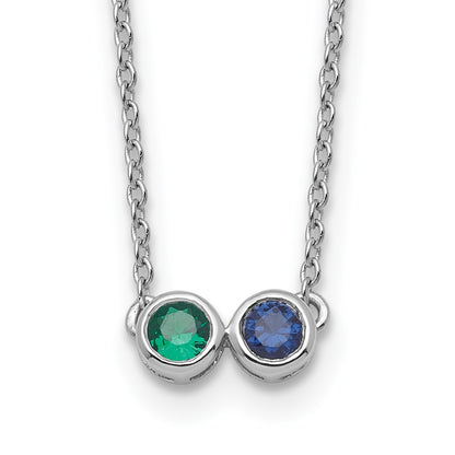 14K White Gold 2 Genuine Birthstone Family Necklace