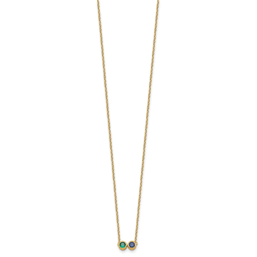 14K Yellow Gold 2 Genuine Birthstone Family Necklace