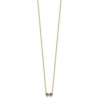 14K Yellow Gold 2 Genuine Birthstone Family Necklace