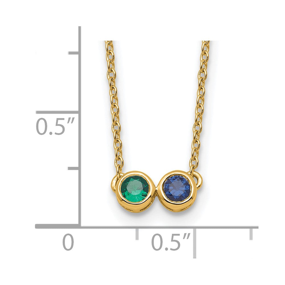 14K Yellow Gold 2 Genuine Birthstone Family Necklace