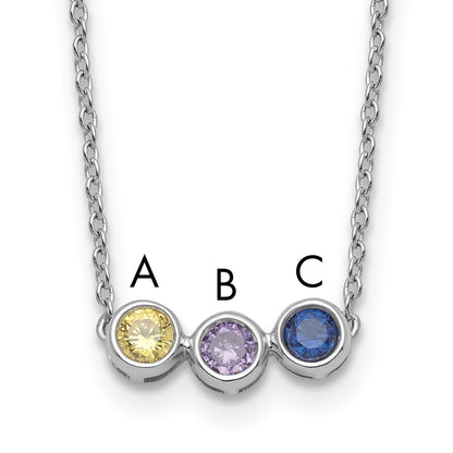 14K White Gold 3 Genuine Birthstone Family Necklace