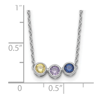 14K White Gold 3 Genuine Birthstone Family Necklace