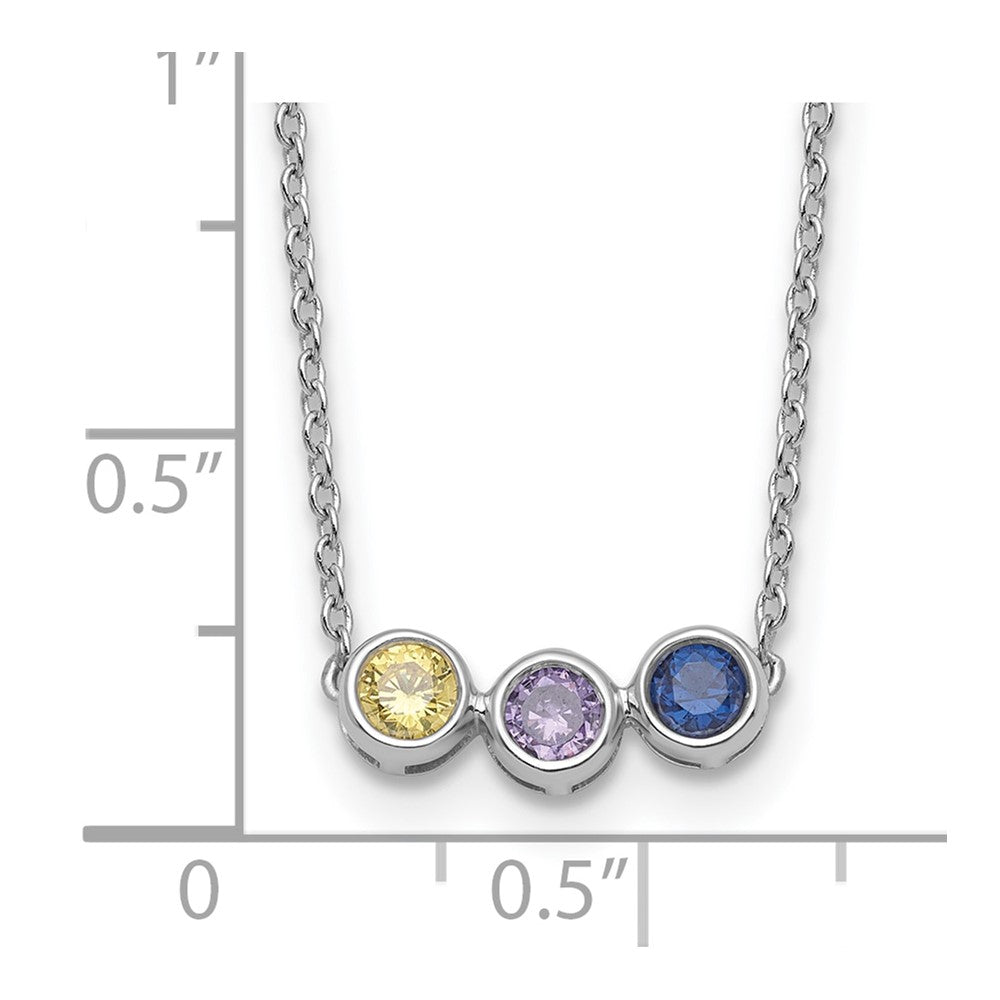 14K White Gold 3 Synthetic Birthstone Family Necklace