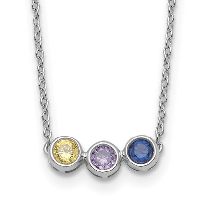 14K White Gold 3 Genuine Birthstone Family Necklace