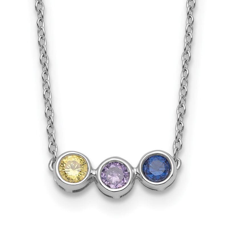 14K White Gold 3 Genuine Birthstone Family Necklace