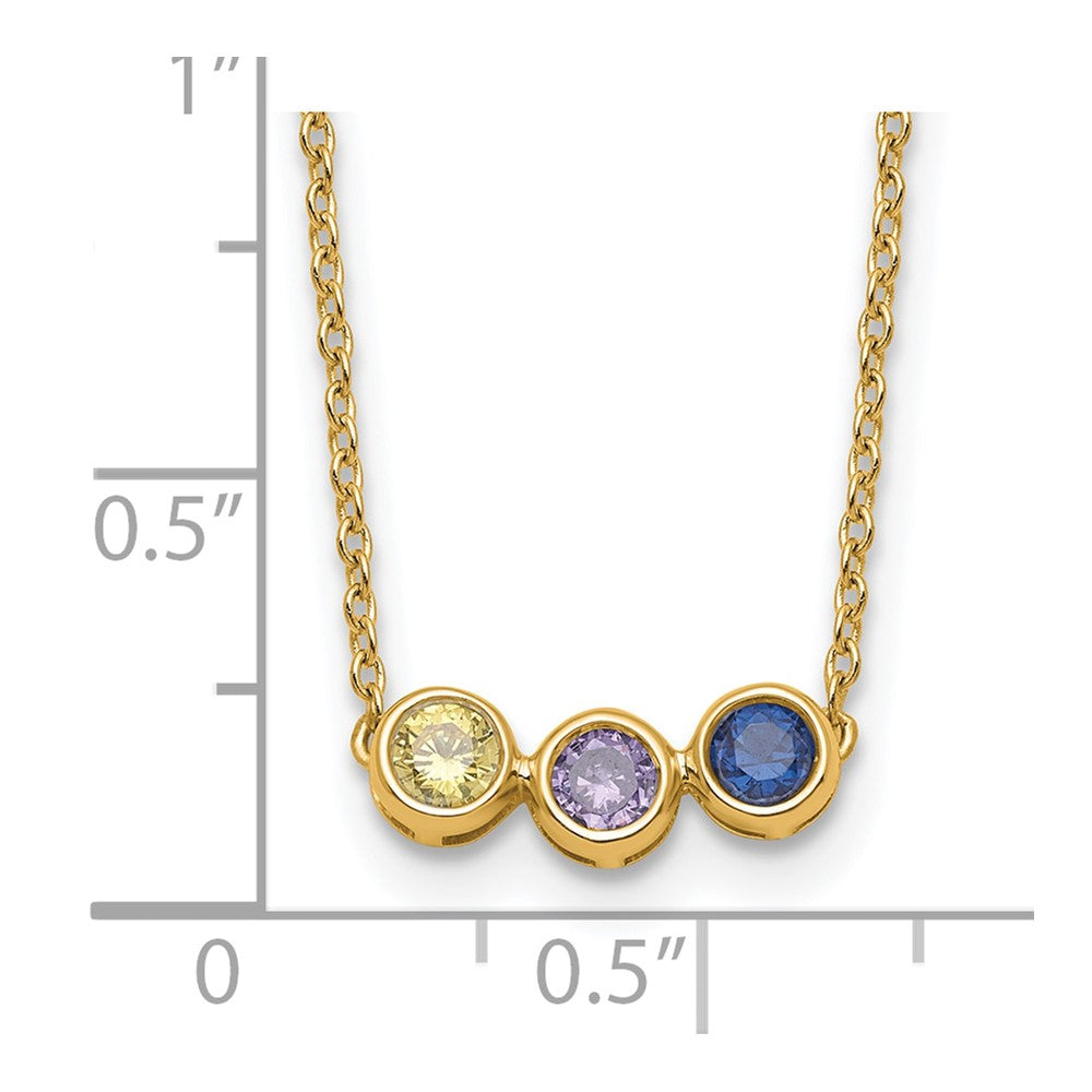 14K Yellow Gold 3 Synthetic Birthstone Family Necklace