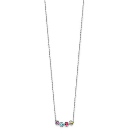 14K White Gold 4 Genuine Birthstone Family Necklace