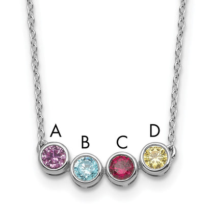 14K White Gold 4 Genuine Birthstone Family Necklace