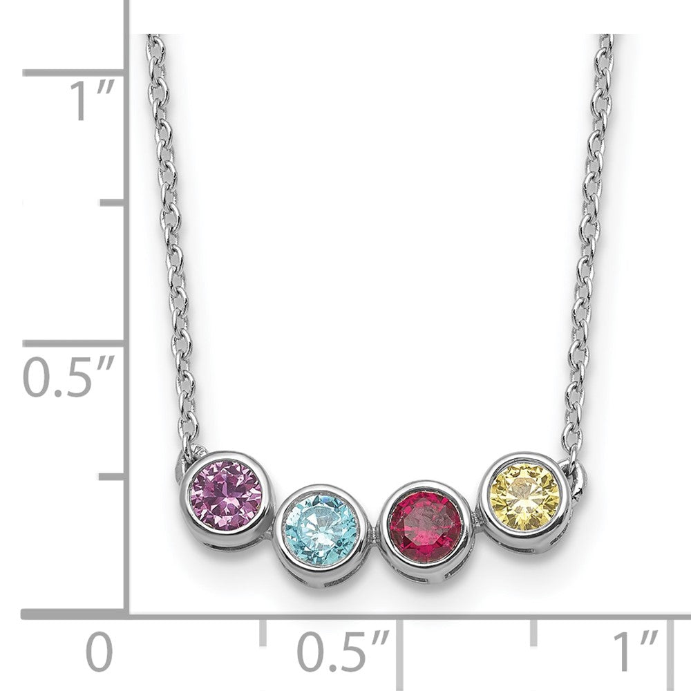 14K White Gold 4 Synthetic Birthstone Family Necklace