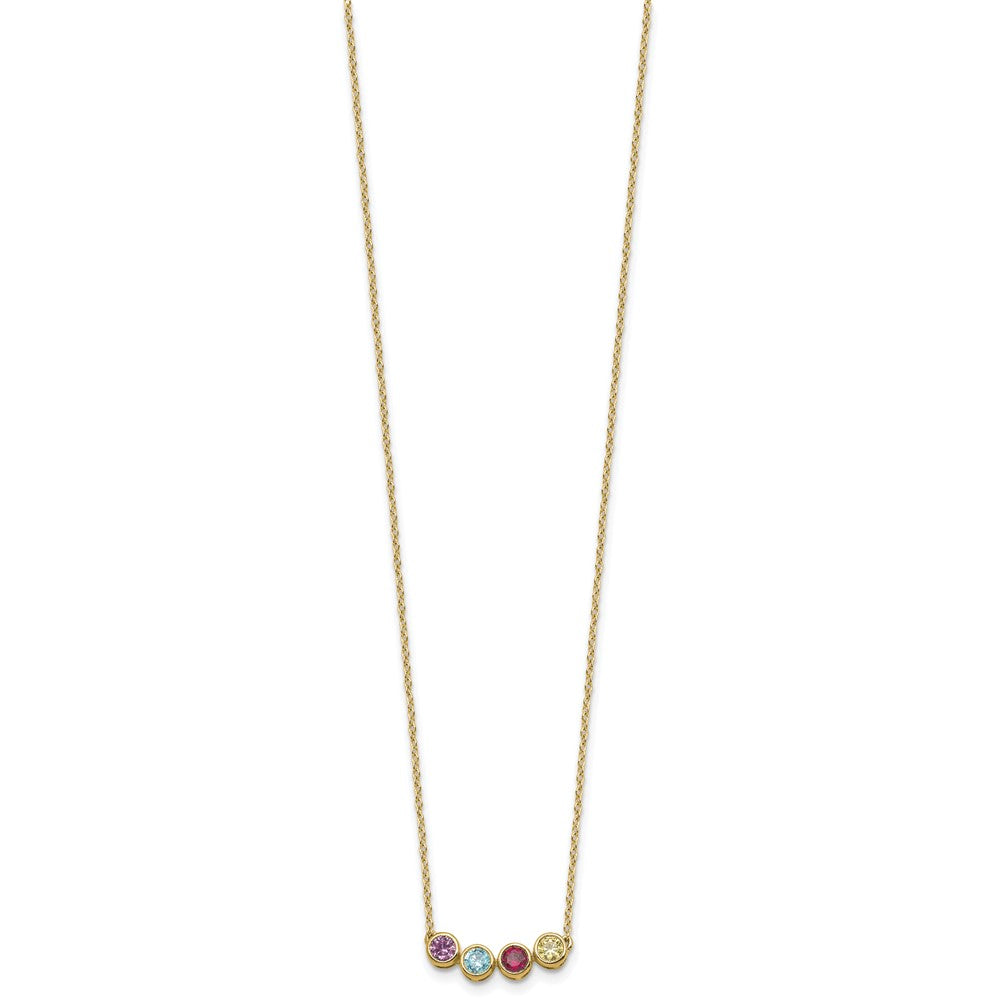 14K Yellow Gold 4 Synthetic Birthstone Family Necklace