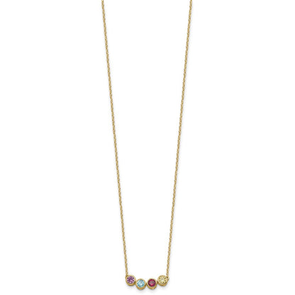 14K Yellow Gold 4 Synthetic Birthstone Family Necklace